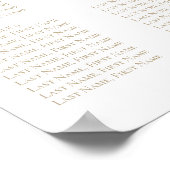 Modernes White Gold Monogram Seating Chart Poster (Ecke)