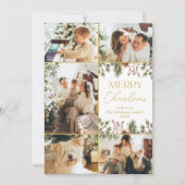 Modernes White Gold Multi Foto Frohe Weihnachten (Vorderseite)