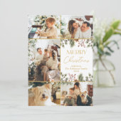 Modernes White Gold Multi Foto Frohe Weihnachten (Stehend Vorderseite)