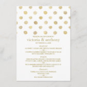 Modernes White & Gold Polka Dots Wedding Menü Menükarte (Vorderseite)