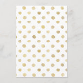 Modernes White & Gold Polka Dots Wedding Menü Menükarte (Rückseite)