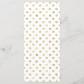 Modernes White & Gold Polka Dots Wedding Menü Menükarte (Rückseite)