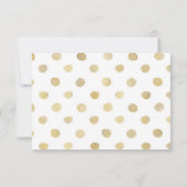 Modernes White & Gold Polka Dots Wedding RSVP Karte (Rückseite)
