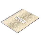 Modernes White & Gold Vintag Paisley Muster Notizblock (Linke Seite)