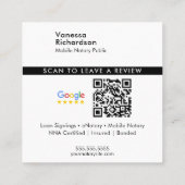 Modernes White Google Review QR Notar Vielen Dank Quadratische Visitenkarte (Rückseite)