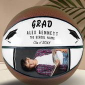 Modernes White Graduate Name / Grad Abschluss Foto Basketball