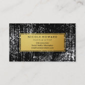 Modernes White Grunge und stilvolle Metallic Imita Visitenkarte (Rückseite)