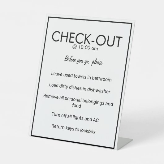 Modernes White Guest Karo Out Table Sign Sockelschild (Vorderseite)