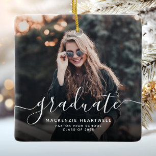Modernes White Handwriting Abschluss Foto Keramikornament