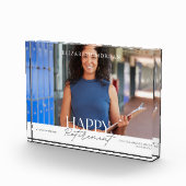 Modernes White Happy Retirement Keepake Foto Block (Rechts)