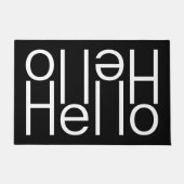 Modernes White Hello Welcome Word Art auf Black Fußmatte (Vorderseite)