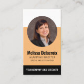Modernes White Peach Black Employee Foto Visitenkarte (Vorderseite)