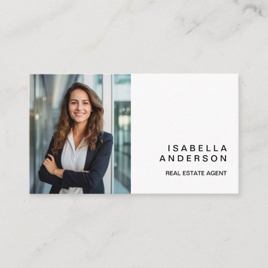 Modernes White Real Anwesen Berufliches Foto QR Visitenkarte (Vorderseite)