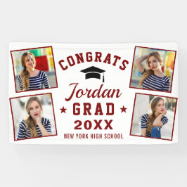 Modernes White Red Abschluss Class 2024 4 FOTO Banner