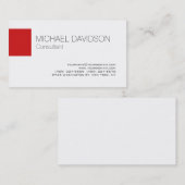 Modernes White Red Elegant Stilvoll Visitenkarte (Vorne/Hinten)