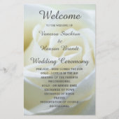Modernes White Rose Hochzeitsprogramm (Vorderseite)