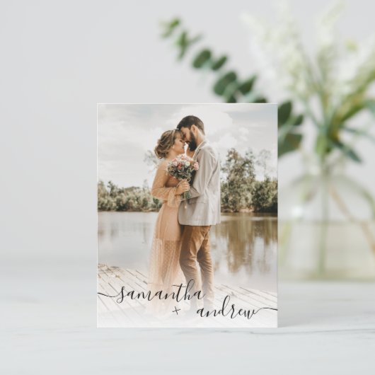 Modernes White Script 5 Fotos Budget Hochzeit (Stehend Vorderseite)