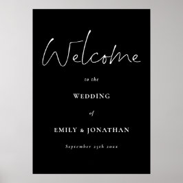 Modernes White Script Black Willkommen bei Wedding Poster