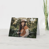 Modernes White Script Foto Abschluss Dankeskarte (Vorderseite)