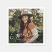 Modernes White Script Foto Abschluss Serviette (Vorderseite)