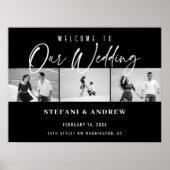 Modernes White Script-Foto Elegantes Hochzeitspost Poster (Vorne)