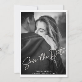 Modernes White Script-Foto für Hochzeiten speicher Einladung