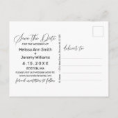Modernes White Script-Foto Hochzeit speichern Sie  Ankündigungspostkarte (Rückseite)