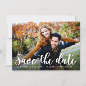 Modernes White Script-Foto Save the Date (Vorderseite)
