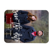 Modernes White Script Save the Date Hochzeitsskrip Magnet (Horizontal)