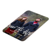 Modernes White Script Save the Date Hochzeitsskrip Magnet (Linke Seite)