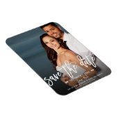 Modernes White Script Save the Date Hochzeitsskrip Magnet (Rechte Seite)
