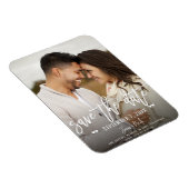 Modernes White Script Save the Date Hochzeitsskrip Magnet (Rechte Seite)