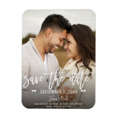 Modernes White Script Save the Date Hochzeitsskrip Magnet (Vertikal)
