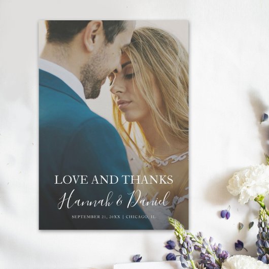 Modernes White Script Vollständiges Foto Maßgeschn Dankeskarte