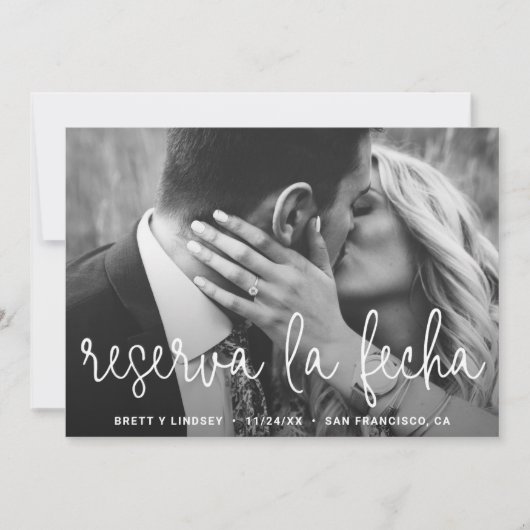 Modernes White Thin Script Typografy Foto Spanisch Save The Date (Vorderseite)