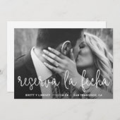 Modernes White Thin Script Typografy Foto Spanisch Save The Date (Vorne/Hinten)