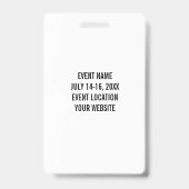 Modernes White Volunteer Name Event Information Pl Ausweis (Rückseite)