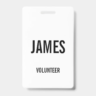 Modernes White Volunteer Name Event Information Pl Ausweis