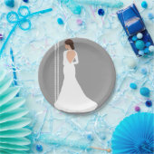 Modernes White Wedding Dress Bling Brautparty Pappteller (Party)