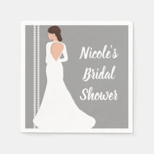 Modernes White Wedding Dress Bling Brautparty Serviette