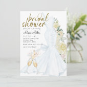 Modernes White Wedding Dress Brautparty Einladung (Stehend Vorderseite)