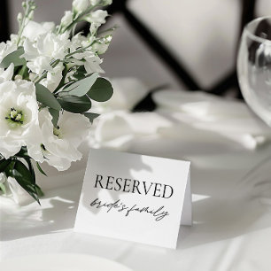 Modernes White Wedding Reservierte Tafelzelt Einladung