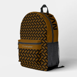 Modernes Wiederholmuster braunes Schwarz Bedruckter Rucksack