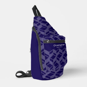 Modernes Wiederholmuster dunkelblau Crossbody Bag