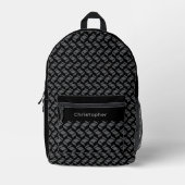 Modernes Wiederholmuster Grau Schwarz Bedruckter Rucksack (Vorderseite)