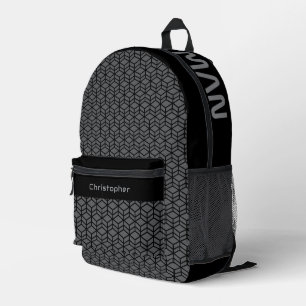Modernes Wiederholmuster Grau Schwarz Bedruckter Rucksack