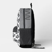 Modernes Wiederholmuster Grau Weiß Bedruckter Rucksack (Rechts)