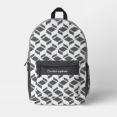 Modernes Wiederholmuster Grau Weiß Bedruckter Rucksack (Vorderseite)