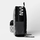 Modernes Wiederholmuster Schwarz-weiß Bedruckter Rucksack (Rechts)