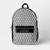 Modernes Wiederholmuster Schwarz-weiß Bedruckter Rucksack (Vorderseite)